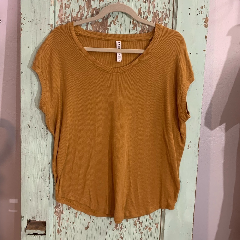 Athleta Mustard Yellow Short Sleeve Tee
